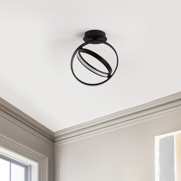 Nicole Modern Minimalist Aluminum Ring Integrated LED Semi Flush Mount - JONATHAN Y